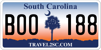SC license plate BOO188