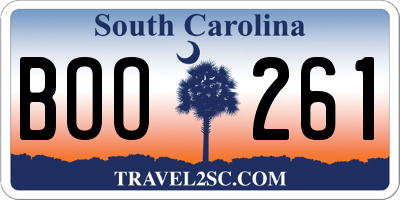 SC license plate BOO261