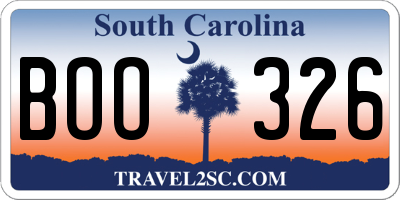 SC license plate BOO326