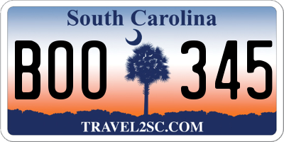 SC license plate BOO345