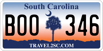 SC license plate BOO346