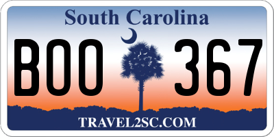 SC license plate BOO367