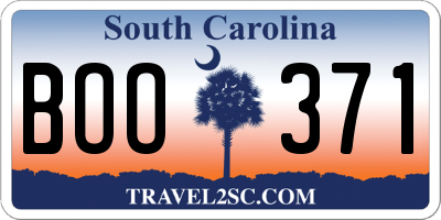 SC license plate BOO371