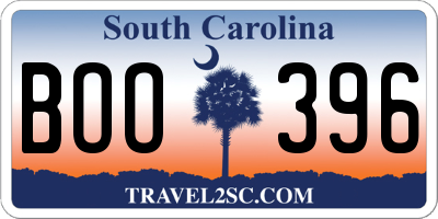 SC license plate BOO396