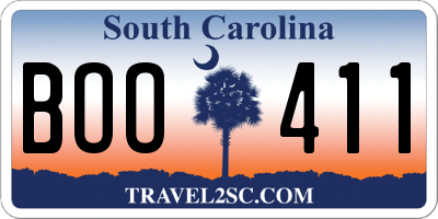 SC license plate BOO411
