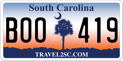 SC license plate BOO419