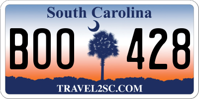 SC license plate BOO428