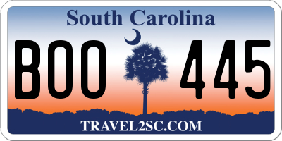 SC license plate BOO445