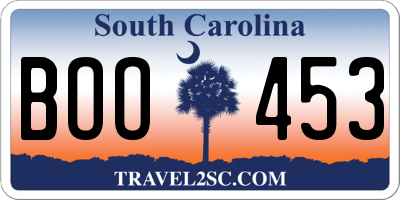 SC license plate BOO453