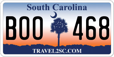 SC license plate BOO468