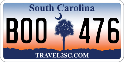 SC license plate BOO476