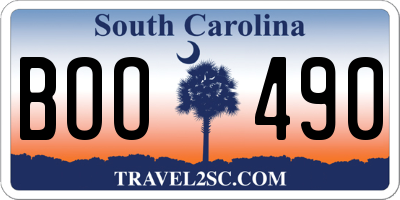 SC license plate BOO490