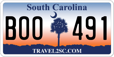 SC license plate BOO491