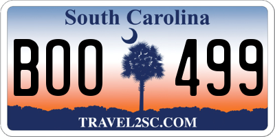 SC license plate BOO499