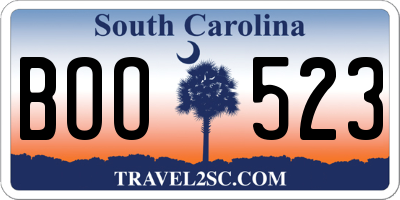 SC license plate BOO523