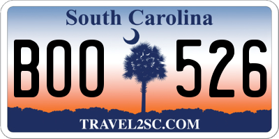 SC license plate BOO526