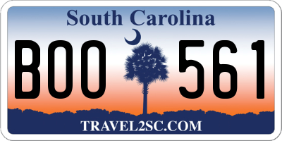 SC license plate BOO561