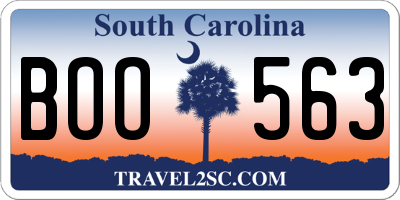 SC license plate BOO563