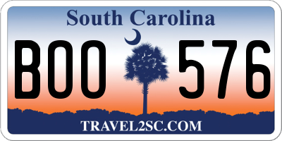SC license plate BOO576