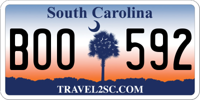 SC license plate BOO592