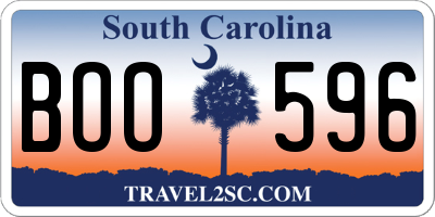 SC license plate BOO596