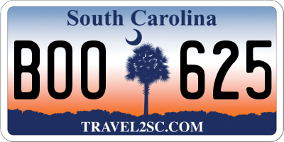 SC license plate BOO625