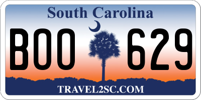 SC license plate BOO629