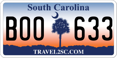 SC license plate BOO633