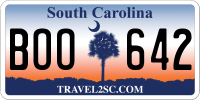 SC license plate BOO642