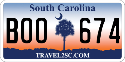 SC license plate BOO674