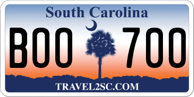 SC license plate BOO700