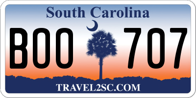 SC license plate BOO707