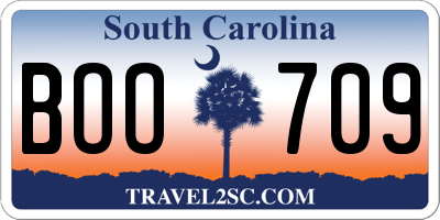 SC license plate BOO709