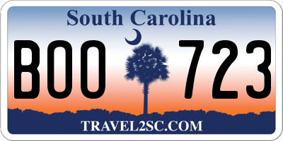 SC license plate BOO723