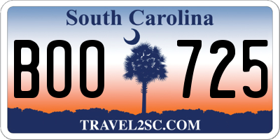 SC license plate BOO725