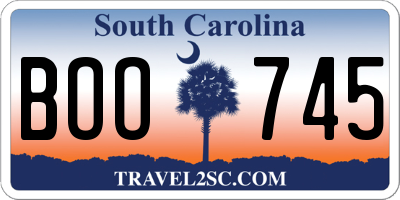 SC license plate BOO745