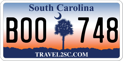 SC license plate BOO748