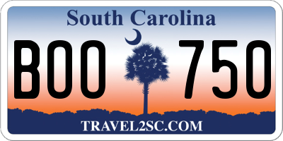 SC license plate BOO750