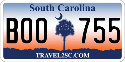SC license plate BOO755