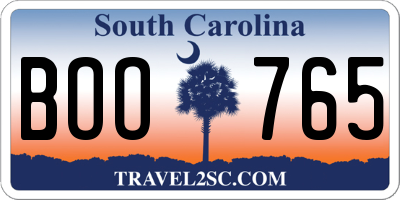 SC license plate BOO765