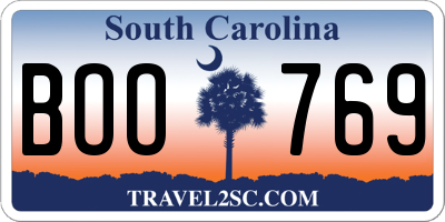 SC license plate BOO769