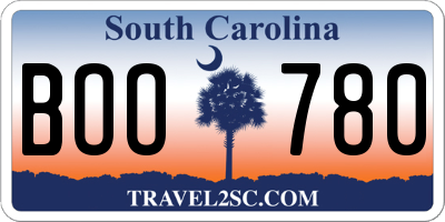 SC license plate BOO780