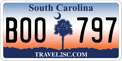 SC license plate BOO797