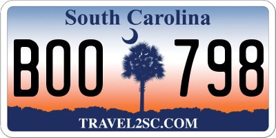 SC license plate BOO798
