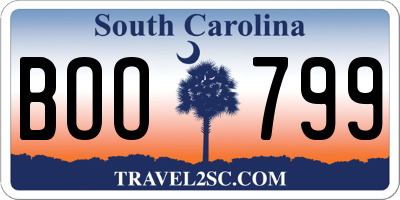 SC license plate BOO799