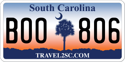 SC license plate BOO806