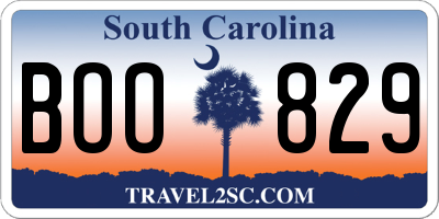 SC license plate BOO829