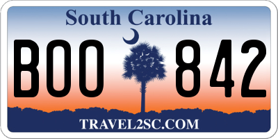 SC license plate BOO842