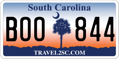 SC license plate BOO844