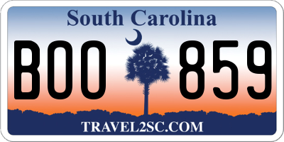 SC license plate BOO859